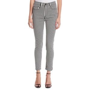 Rag & Bone Striped High Rise Ankle Skinny Jeans Black & White Size 26